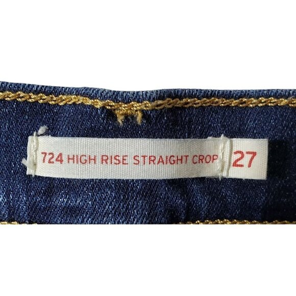 LEVIS 724 Women's Sz 27 High Rise Straight Crop Dark Blue Wash Red Tag EUC - Picture 7 of 12